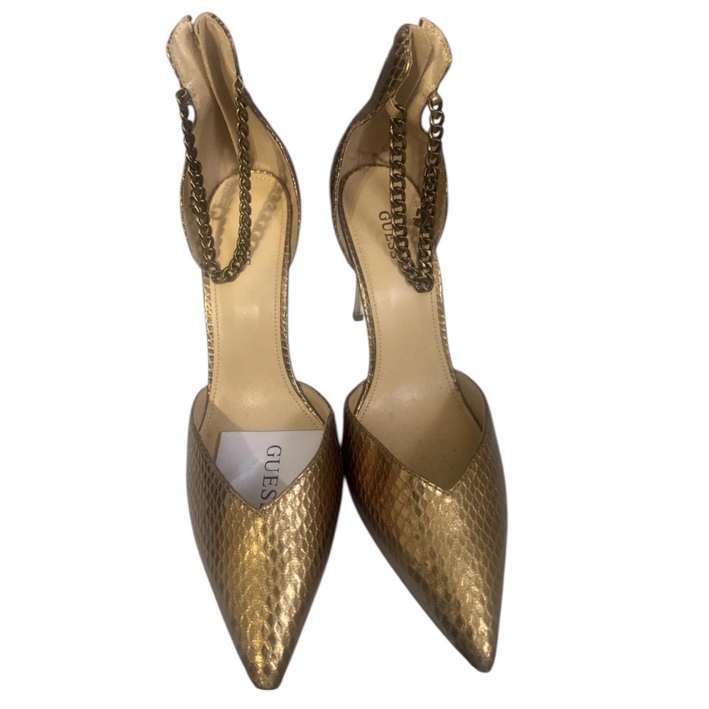 Guess Metallic Gold Chain Heels